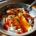 Turkish Cilbir (Poached Eggs in Garlic Yogurt with Chili Butter)