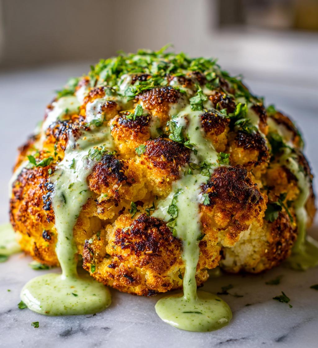 Whole Roasted Cauliflower with Green Tahini - detail 1