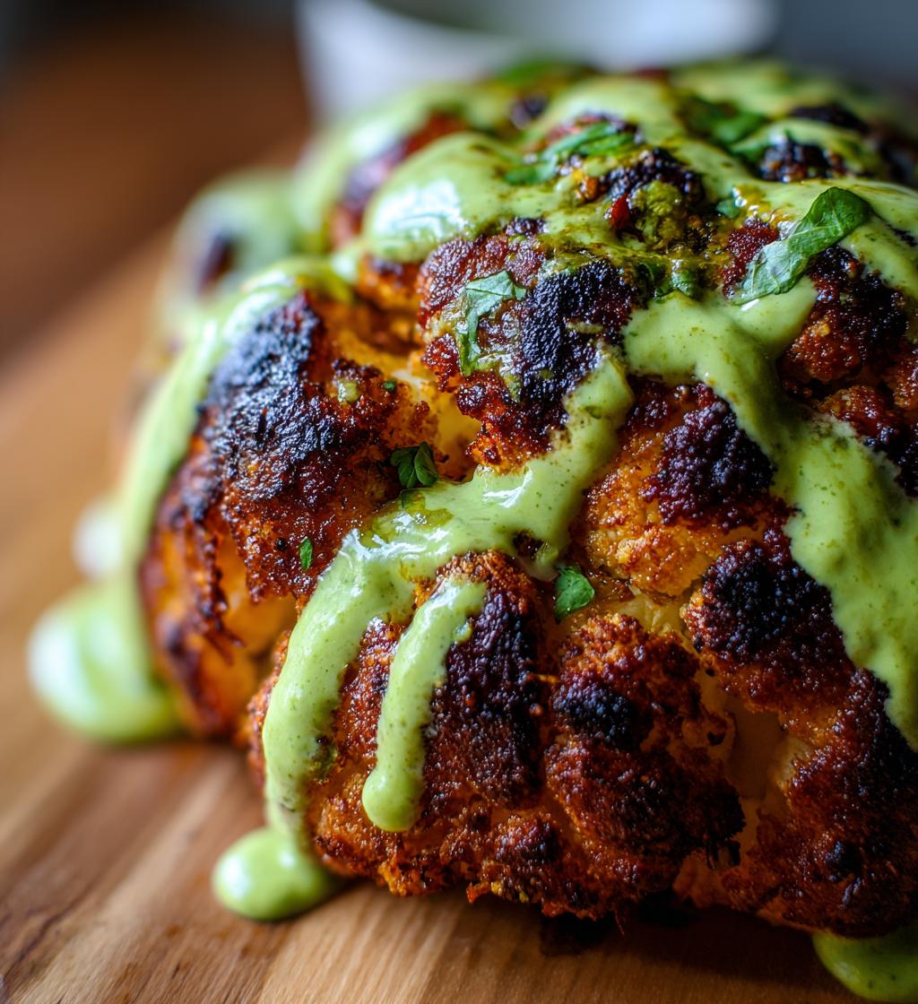 Whole Roasted Cauliflower with Green Tahini