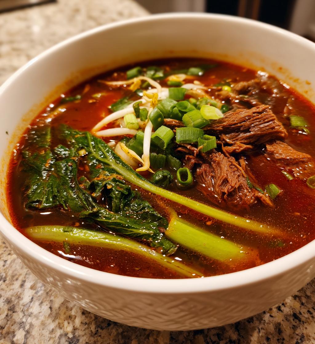 Yukgaejang (Spicy Korean Beef & Scallion Soup) - detail 1