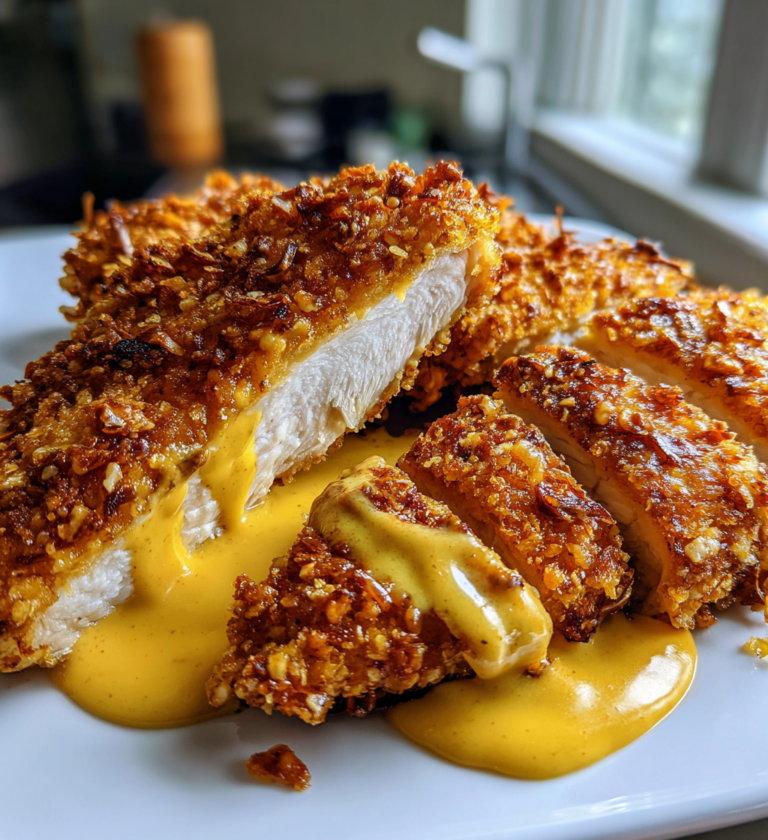 Pretzel Chicken with Mustard Cheddar Sauce: 1 Epic Win