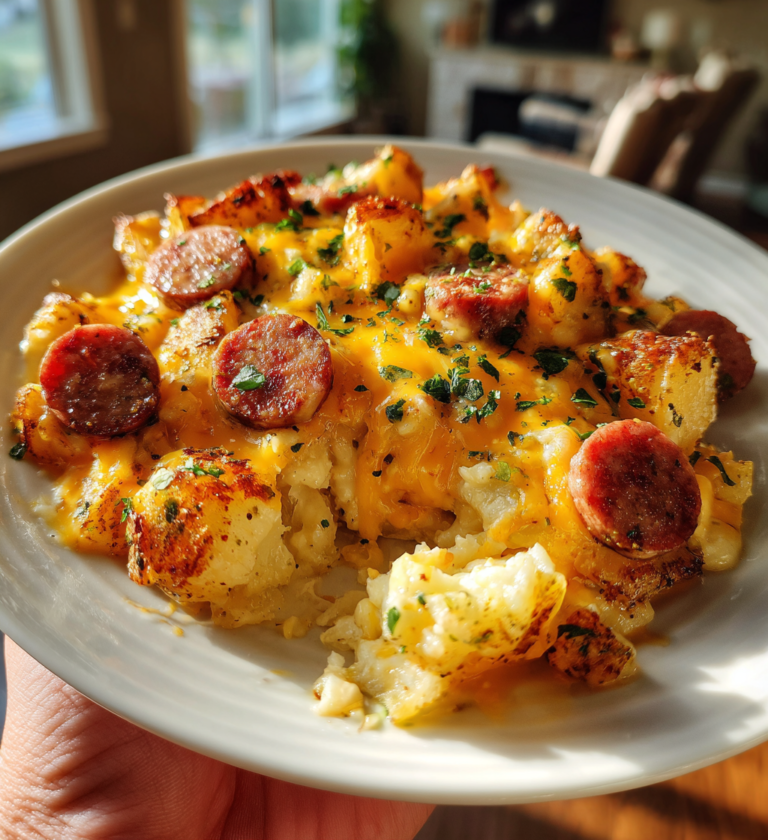 Cheesy Ranch Potatoes and Smoked Sausage: 1 Pan Delight
