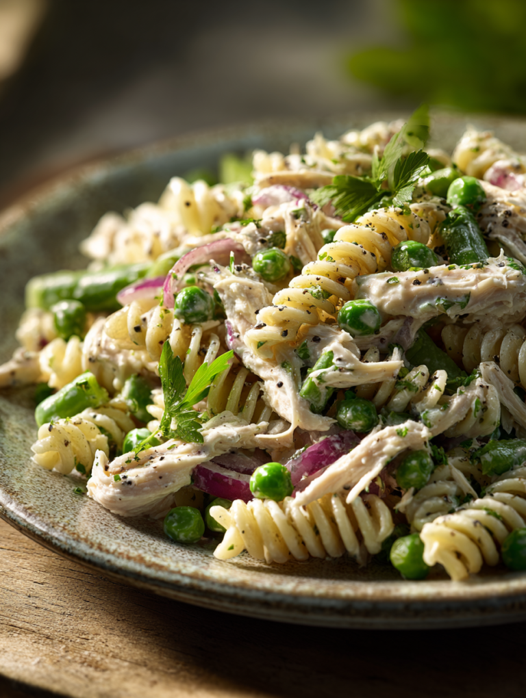 Pasta salad with chicken and peas: Best 20 minute meal