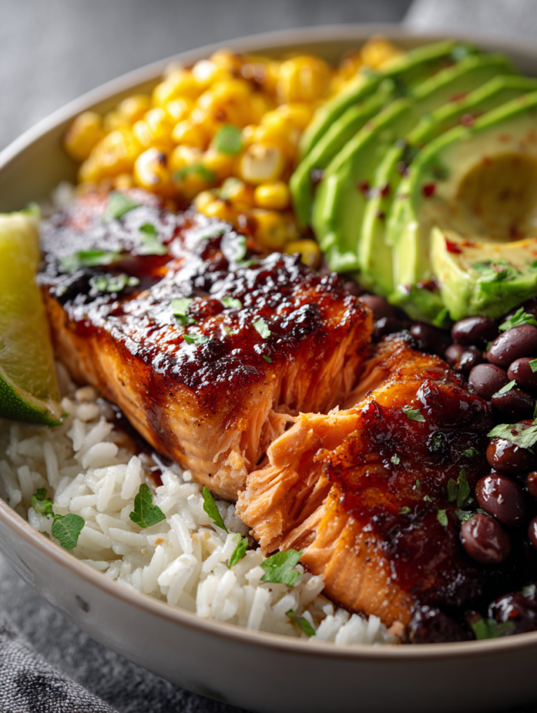 bbq salmon bowl: 15-minute easy meal for a happy dinner