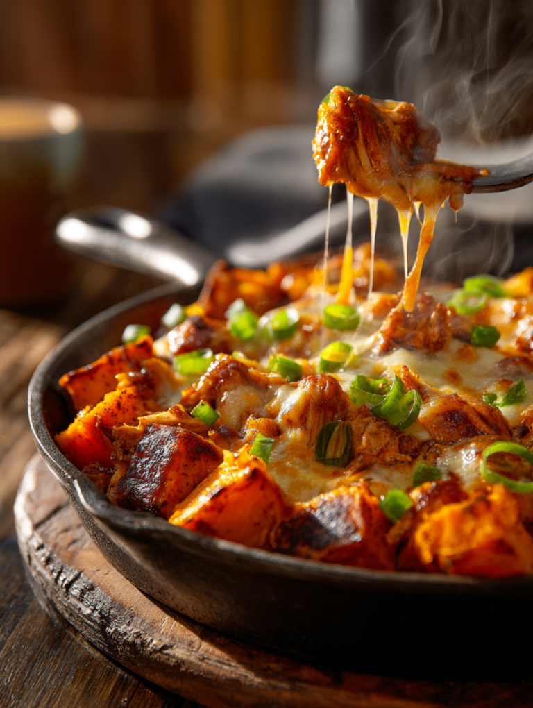 1 Best Sweet Potato Skillet with BBQ Chicken & Cheese