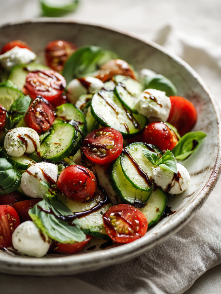 Easy Cucumber Caprese Salad in 10 Minutes is Perfect