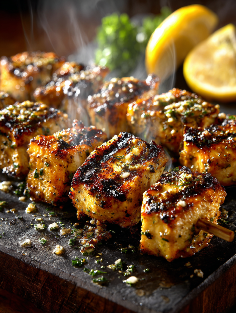 Grilled Ranch Garlic Parmesan Chicken Skewers: 8m Bliss