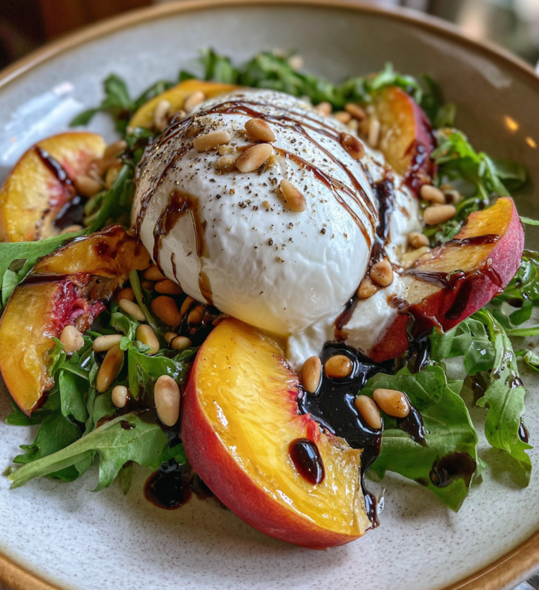 Peach Burrata Salad with Balsamic Drizzle: 5-Min Bliss