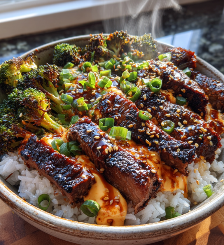 Korean BBQ Steak Rice Bowls with Spicy Cream Sauce No 1