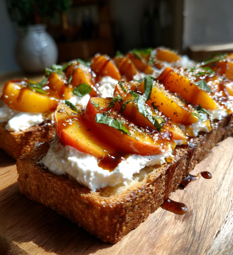 Best Peach Bruschetta With Whipped Ricotta 10 Min Bliss