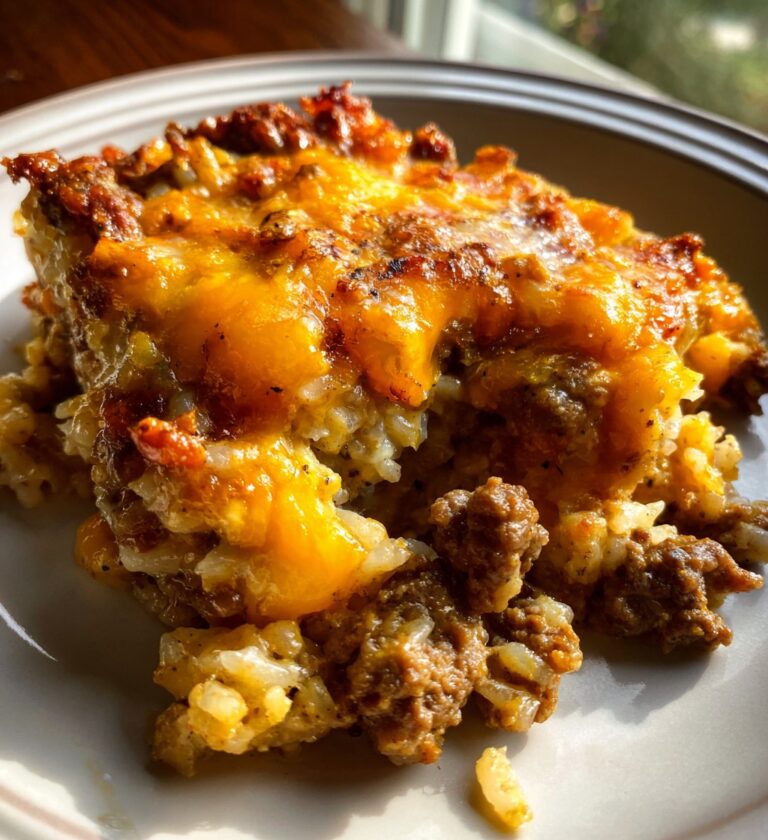 Savory Cheesy Ground Beef and Rice Casserole: Comfort in a Bowl