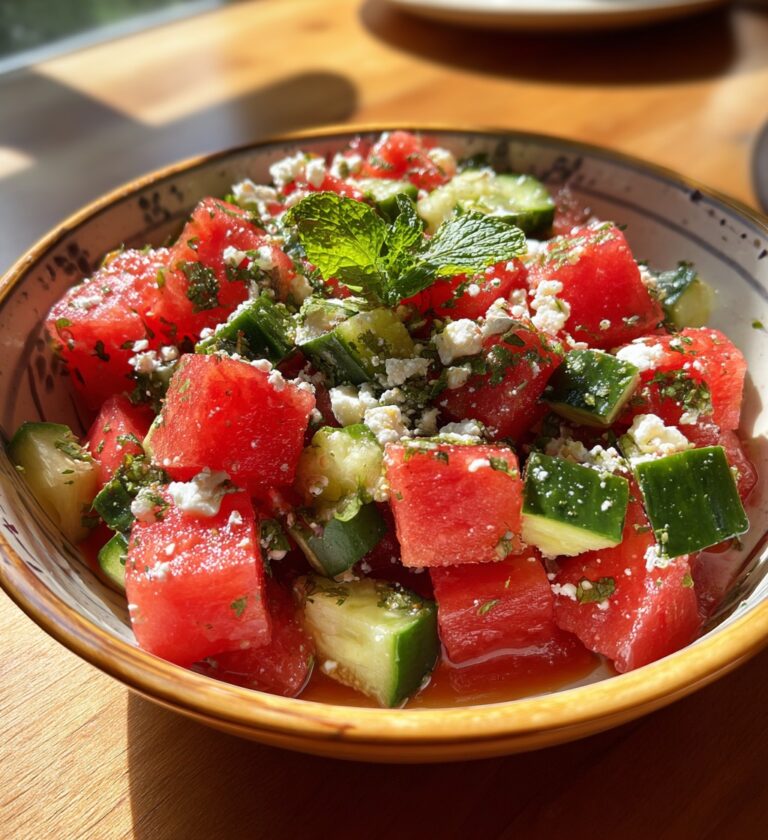 Refreshing Watermelon Cucumber Salad with Feta